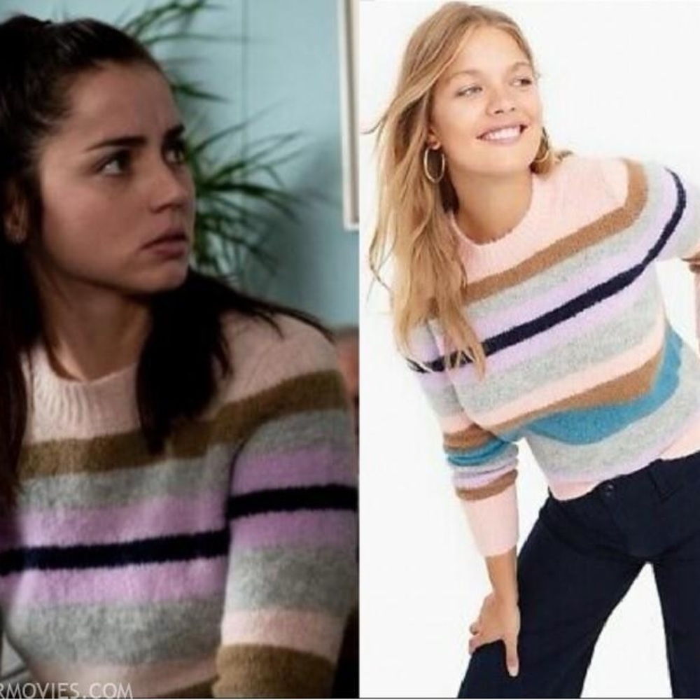 Point Sur Wool Striped Crewneck Sweater in Pink and Multi-Color EUC XL